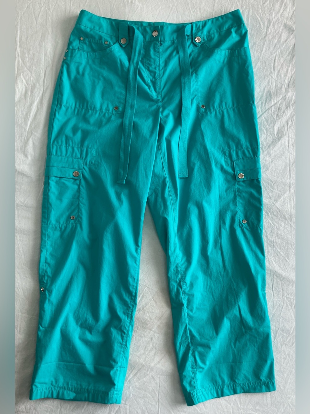 Jones New York Signature 100% Cotton Cargo Pants | Turquoise | Size 12